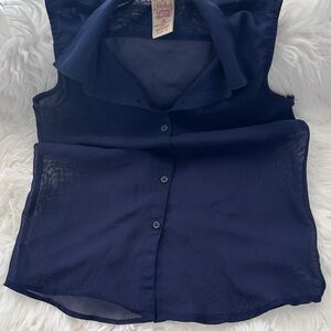 Faded Glory Women's Navy Button Down Shirt